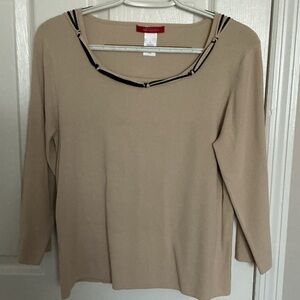Anne Klein Tan Top with Black Accents